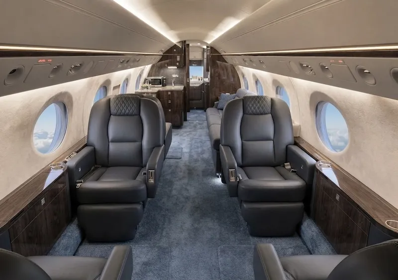 Cessna Citation Sovereign luxury cabin interior with plush seating and premium finishes