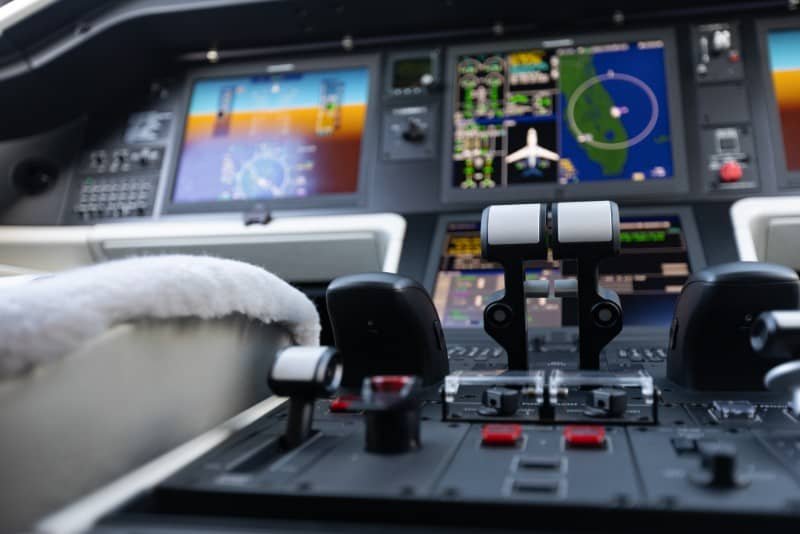 Advanced Collins Aerospace Pro Line Fusion glass cockpit with fly-by-wire controls on an Embraer Praetor 500 jet