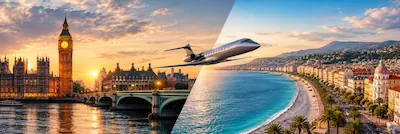 Private Jet from London to Nice (or Nice to London) charter